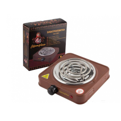 Электроплита Матрена МА-060, 1 конфорка, спираль (ТЭН) 1кВт, коричневая 6056