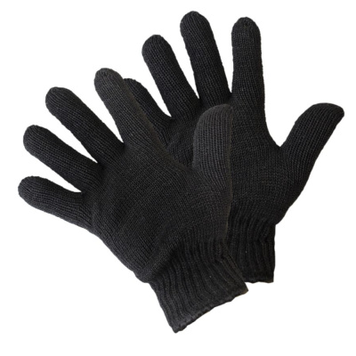 Перчатки вязаные двойные,без покрытия, 90г, черные/200/5