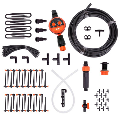 Набор для капельного полива с регулируемыми капельницами, от емкости, на 60 растений, с таймером, Жу