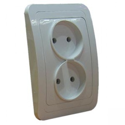 Розетка 2-м СП Mimoza 16А IP20 без заземл. бел./бел. Makel 12017 