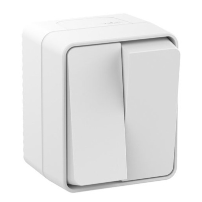 Выключатель двухклавишный IP54 10 АХ, БЕЛЫЙ, Россия AtlasDesign Profi54  Выключатель двухклавишный IP54 10 АХ, БЕЛЫЙ, Россия AtlasDesign Profi54