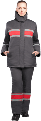 Костюм утепленный Ангара, серый-красный, женский (52-54/3-4)