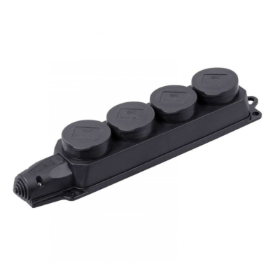 Розетка каучук четырехместная с защитными крышками IP44 ОМЕГА