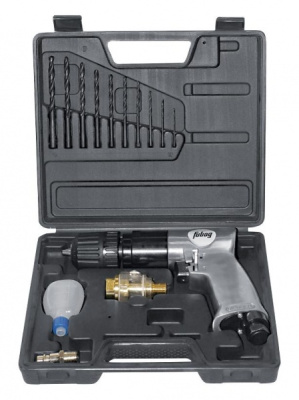 Пневмодрель DRS142/1800 (142л/мин_6.3бар_1800об/мин_1.8кг)_реверс + набор_кейс