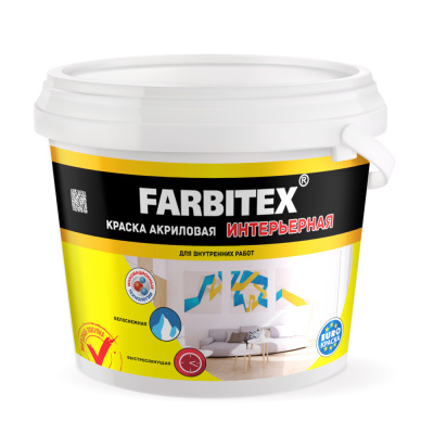 Краска акриловая интерьерная (3,0кг) FARBITEX