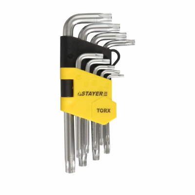 Набор STAYER Ключи "MASTER" имбусовые короткие, Cr-V, сатинированное покрытие, пластик. держатель, T