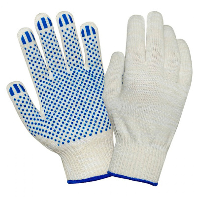 Перчатки х/б с ПВХ "ТОЧКА-СИРИУС", 10 класс, р.22, вес 42 гр.ручной оверлок,кратно 10 пар(х300)
