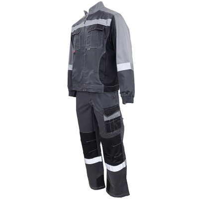 Костюм мужской (комплект) «ФОРМУЛА КОТТОН» т/серый, св-серый и черный (44-46) 88-92/170-176