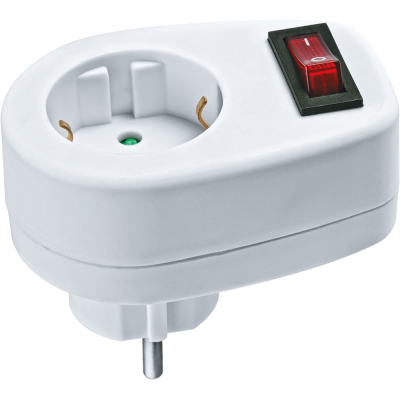 Переходник Navigator 94 669 NAD-1E-CS-WH 1 гнездо с выключателем