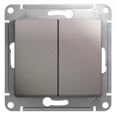 Выключатель 2-клавишный сх.5 платина GLOSSA 