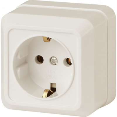 Розетка 2P+E Schuko, 16А-250В, IP20, ОУ, сл.кость Intro Quadro 2-202-02 