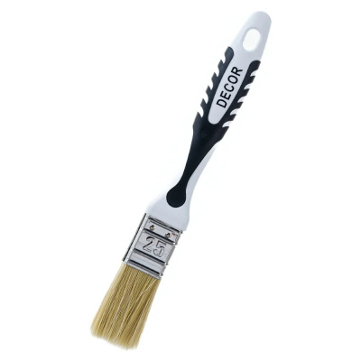 Кисть плоская 1"DECOR Black White универс. 25х15мм. светл. смеш. щетина 2К ручка