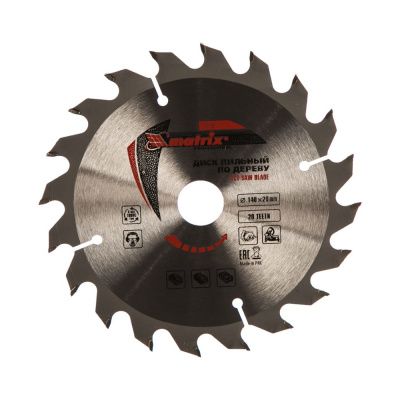Диск пильный по дереву 140 х 20мм, 20 зубьев+кольцо "MATRIX Professional"