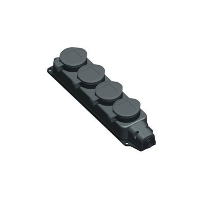 Колодка "UNIVersal" 4-х местная однофазная с заглушками с/з каучук 16А 250В IP44 (европост)