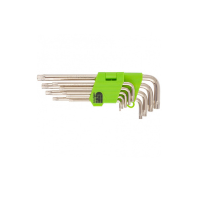 Набор ключей имбусовых Tamper-Torx, 9 шт., TT10-TТ50, 45x, закаленные, короткие, никель// Сибртех