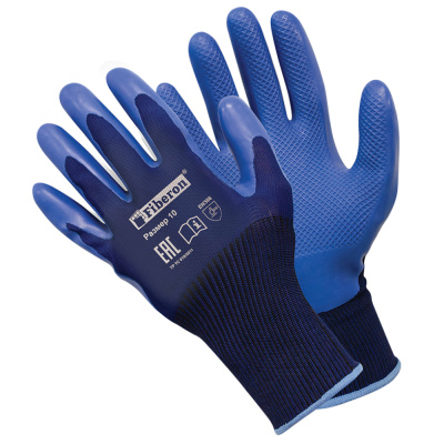 Перчатки "Повышенная защита при тяжелых работах"полиэстеровые, латексное покрытие, ви/у, PR-LTV153 
