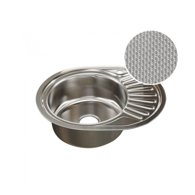 Мойка овал 45х57 (0,8) лев вып 3 1/2 MIXLINE 18 см с сифоном ДЕКОР