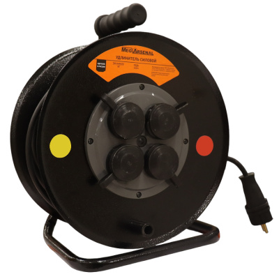 Удлинитель силовой MegArsenal КГ 3500 Вт  40м  на металлической катушке IP 44 (c/з)