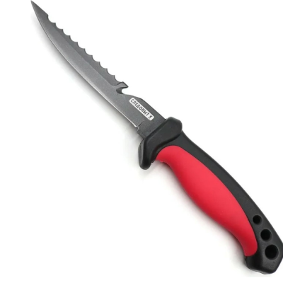 Нож разделочный "СЛЕДОПЫТ" филейный, прорезиненная ручка, дл. клинка 125 мм, черный, в чехле/60/