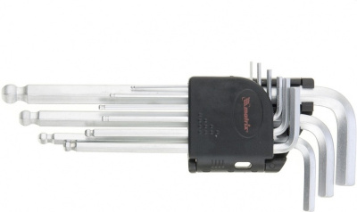 Набор ключей имбусовых НЕХ, 1,5-10мм CrV,9шт,удлиненные,сатин,с шаром//MATRIX