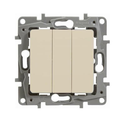 Выключатель трехклавишный слоновая кость 10АХ ETIKA 