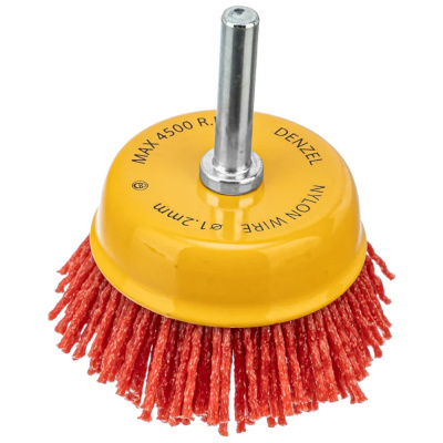 Щетка для дрели, 65 мм, Чашка, со шпилькой, нейлоновая щетина// Denzel