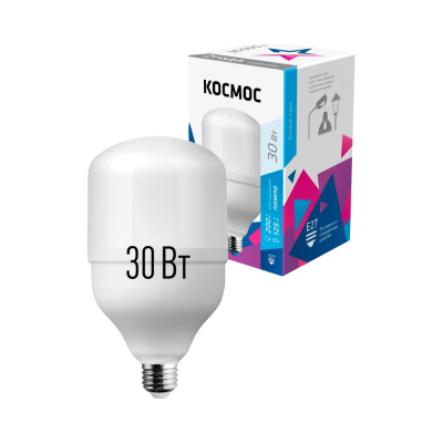 Лампа светодиодная LED 30Вт 220В Е27 D80х135 6500К дневной 2850 лм