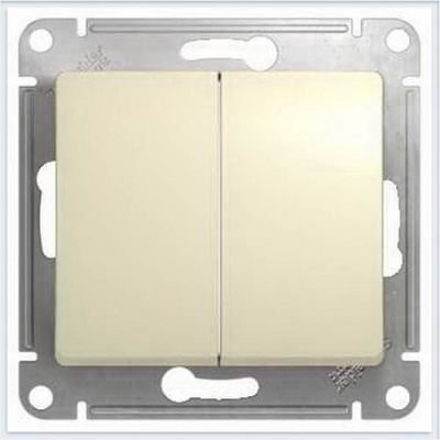 Выключатель двухклавишный в рамку бежевый схема 5 GLOSSA 