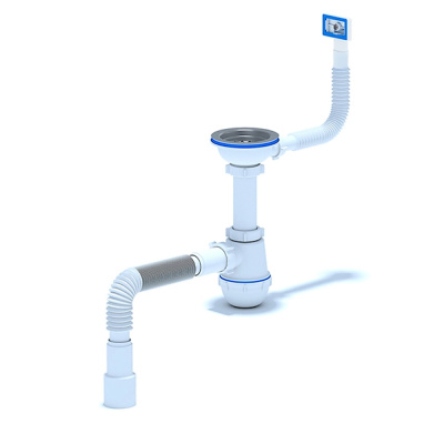 Сифон 3 1/2*40 Ani Грот с гибким прямоуг переливом с гофрой 40*40/50 А0145SA15 АНИ пласт