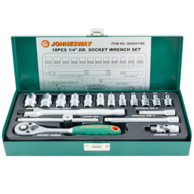Набор головок торцевых 1/4"DR, 4-13 мм, 18 предметов S04H2118S 