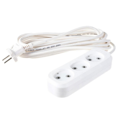 Удлинитель MegArsenal (ГОСТок) б/з 3 гнезда ПВС 2*1 белый 16А 1,5 м