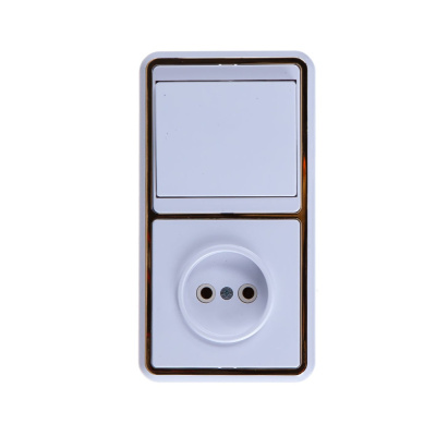 Блок БКВР-037 Выключатель одноклавишный + розетка (золото) БЭЛЛА