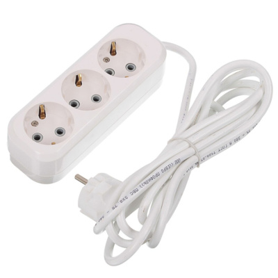 Удлинитель MegArsenal (ГОСТок) с/з 3 гнезда ПВС 3*1 белый 16А 1,5 м