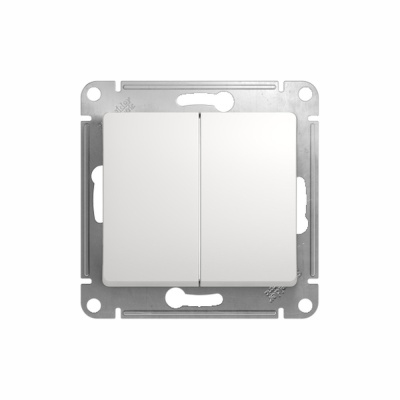Переключатель двухклавишный схема 6 белый в рамку GLOSSA