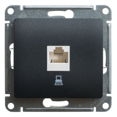 Розетка компьютерная RJ45 категория 5E антрацит в рамку GLOSSA 