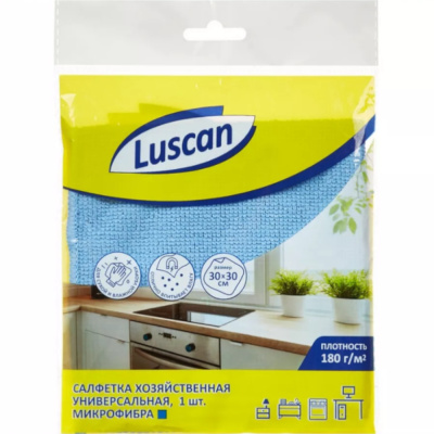Салфетка хозяйственная Luscan универсальная микрофибра 180г 30х30см синяя