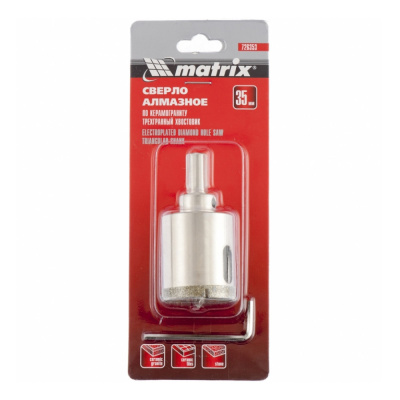 Сверло алмазное по керамограниту, 35 х 67 мм, 3-гранный хвостовик// Matrix