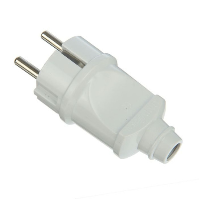 Вилка "UNIVersal" прямая с/з белая 16А 250В (еврослот) (АТ1347)/(Е1506)/(Е1507)