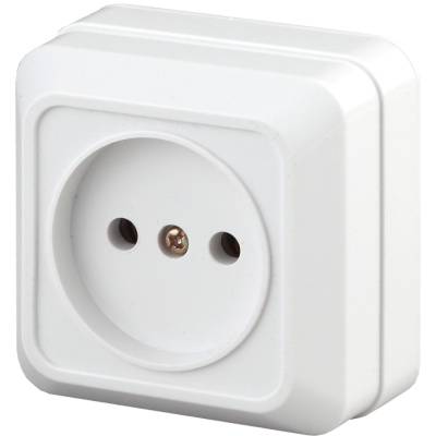Розетка 2P, 16А-250В, IP20, ОУ, белый Intro Quadro 2-201-01 