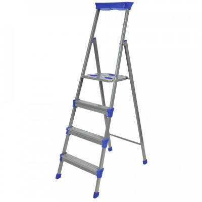 Стремянка 4 ступени сталь,h1=84,5см/h2раб.=304,5см, раб.нагрузка до 150кг, шир.ступ.=6,5см, СМ4 Nika