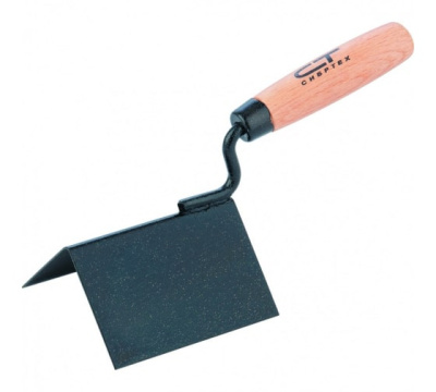 Кельма угловая, 110 х 75 х 75 мм, стальная, для внутренних углов, буковая ручка// Сибртех