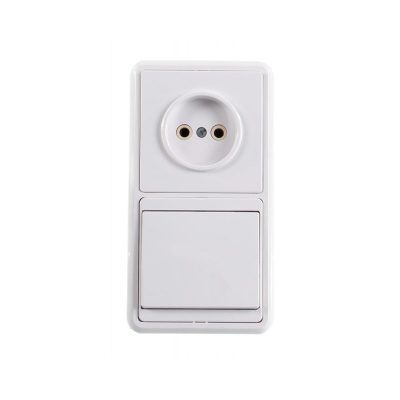 Блок БКВР-037 Выключатель одноклавишный + розетка БЭЛЛА