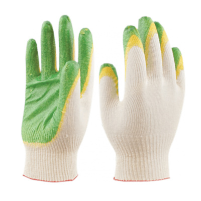 Перчатки хб с латексом 2-й облив 13-й кл. СТАНДАРТ в машках  (зеленый)