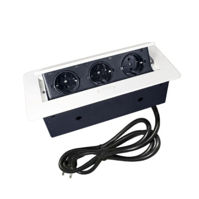 Встраиваемая выдвижная розетка TORO WHITE (белая,на 3 розетки)