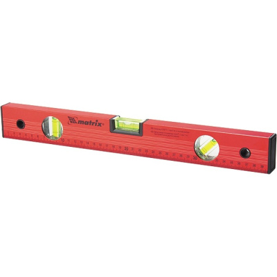 Уровень алюминевый, 1000мм, 3 глазковый, красный, линейка