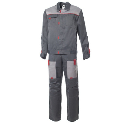 Костюм мужской «ФАВОРИТ-2» куртка, полукомбинезон т. серый, св. серый, красный (64-66)128-132/182-18