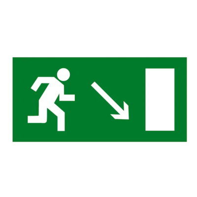 Е 07 Знак на пленке "Направление к эвакуационному выходу направо вниз"