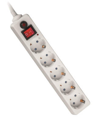 Удлинитель с сетевым фильтром5*3м с заземл.10А 2,2квт 3*0,75