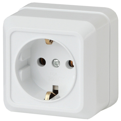 Розетка 2P+E Schuko, 16А-250В, IP20, ОУ,Intro Quadro 2-202-01 