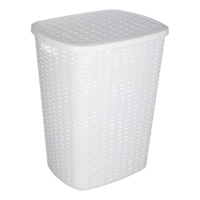 Корзина для белья с откидной крышкой. 50л, 43х35х53см, пластик, белый
